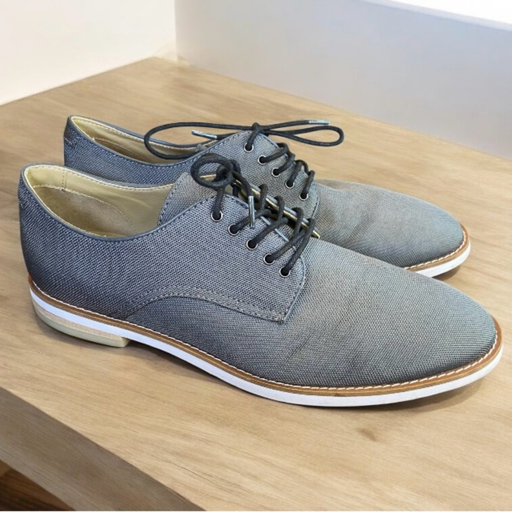 Calvin Klein Shoes Mens 11 Aggussie Oxford Grey Fabric Round Toe Lace Up